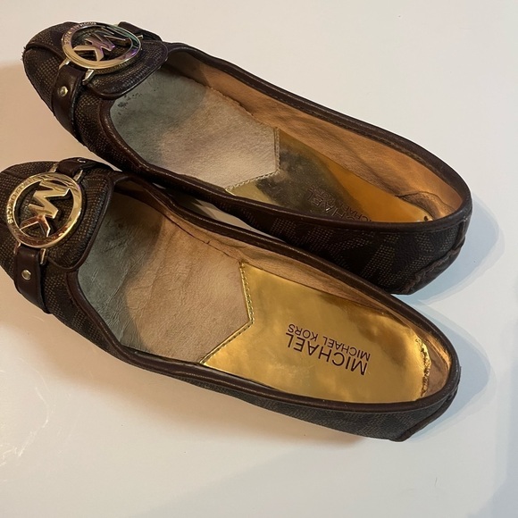 Michael Michael Kors Fulton Sz 6.5 Brown Logo Leather Moccasin Flats - Picture 7 of 11